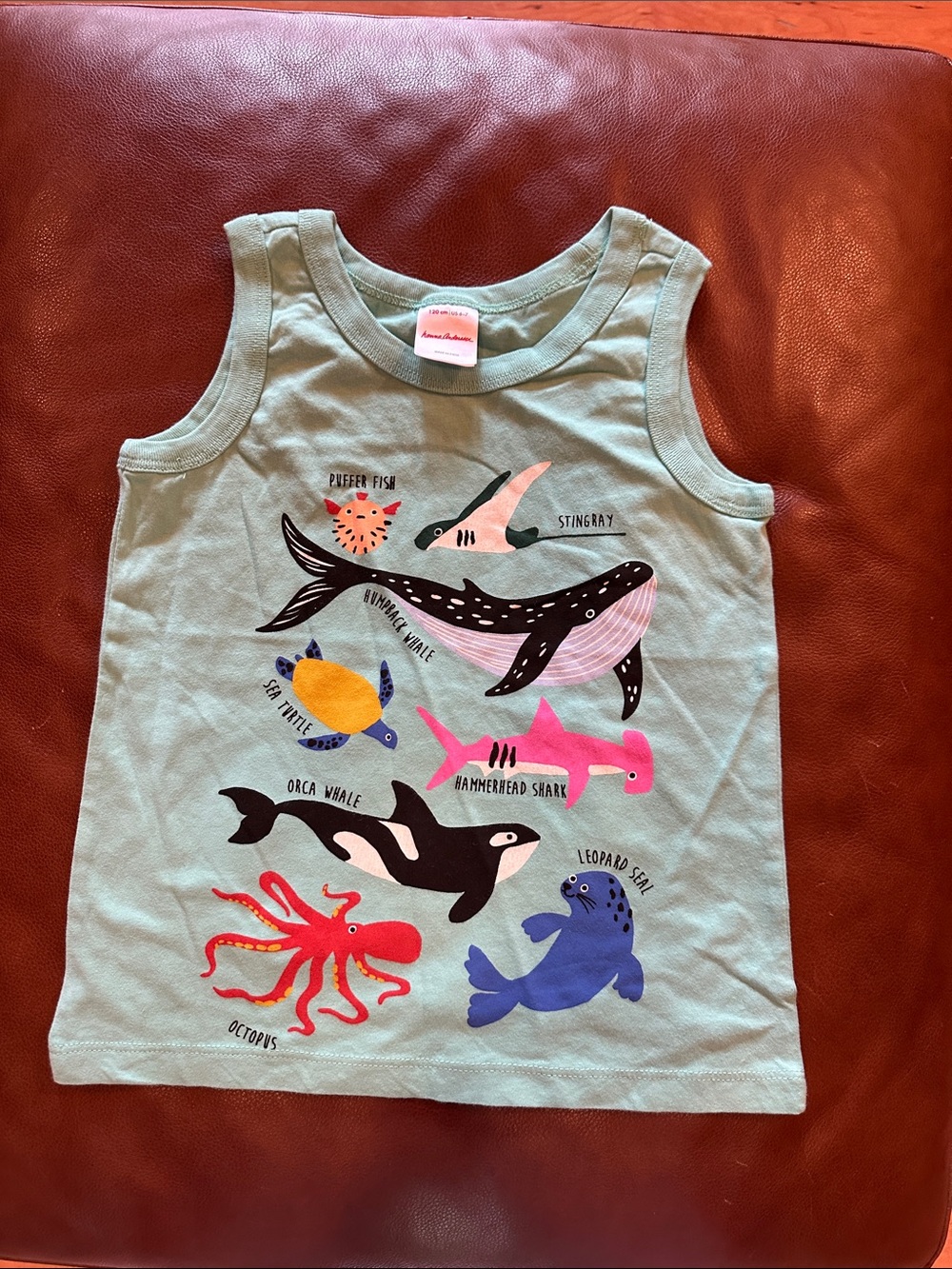 Hanna Andersson Aqua Tank Top with Colorful Sea Creatures
